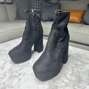 Entice Platform Sock Boots in Black